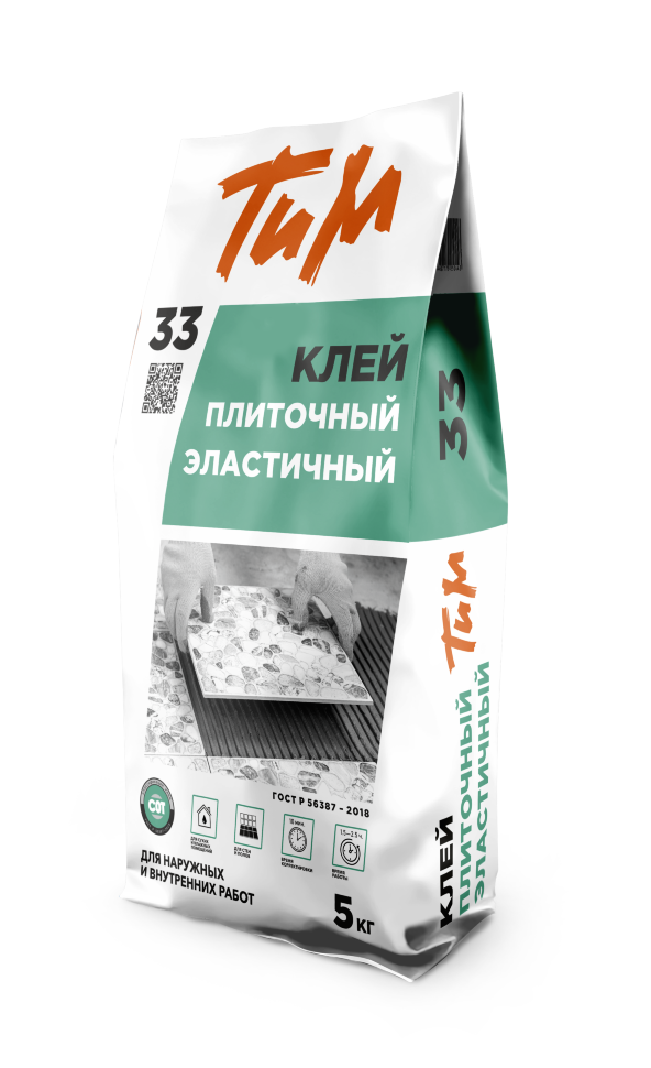 ТиМ №33, КЛЕЙ ПЛИТОЧНЫЙ ЭЛАСТИЧНЫЙ, 5 КГ